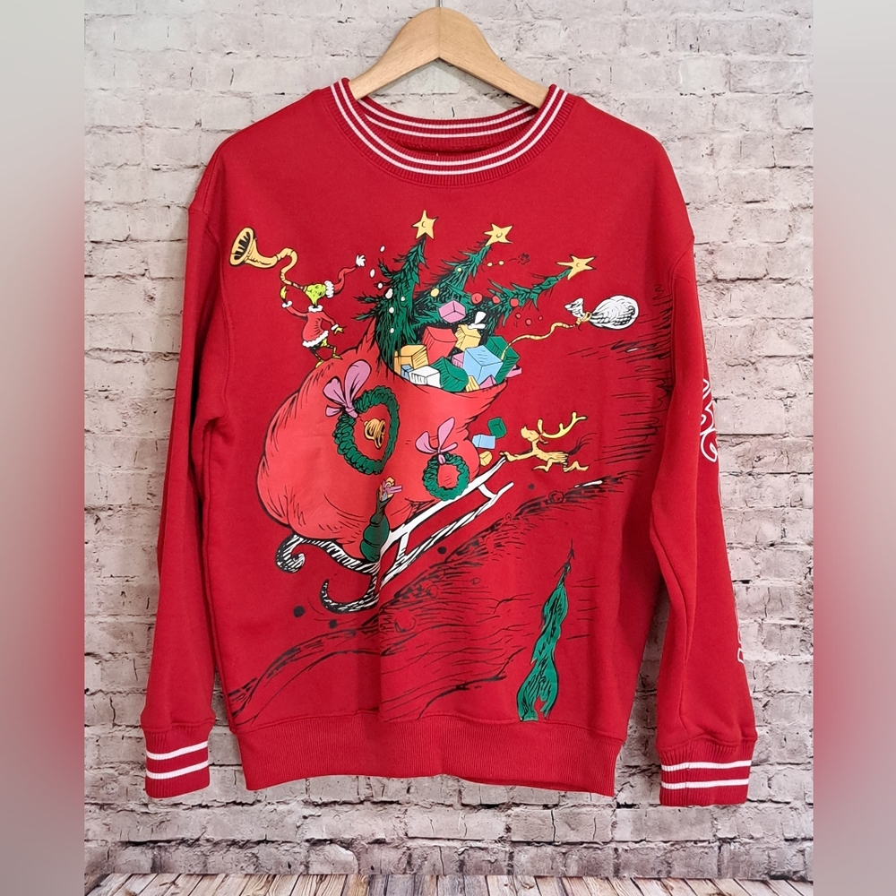 The Grinch Graphic Crew Neck Sweatshirt Christmas Sweater Medium